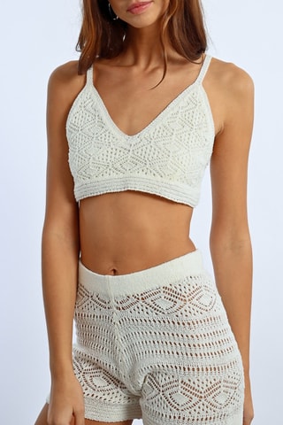 Crop top y short de tiro alto - Blanco