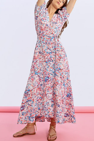 Vestido largo - Azul y naranja