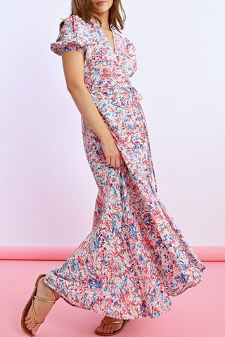 Vestido largo - Azul y naranja