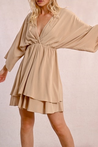 Vestido avolantado - Beige