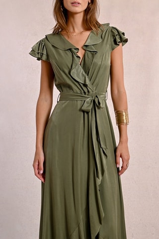 Vestido cruzado - Caqui