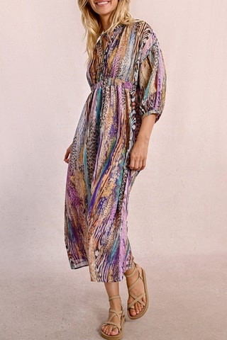 Vestido largo - Violeta y beige