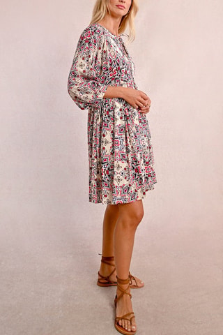 Vestido recto - Crudo y rojo