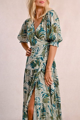 Vestido cruzado - Caqui