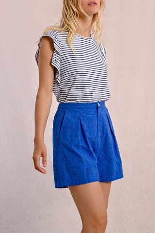Short con bordado inglés - Azul cobalto