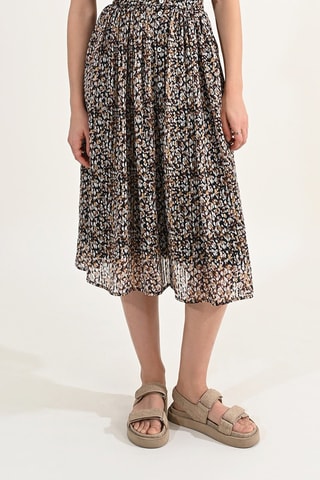 Falda midi - Negro y marrón claro - Molly Bracken