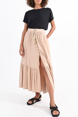 Falda larga de talle alto - Beige - Molly Bracken