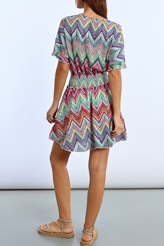 Vestido evasé - Rosa y verde