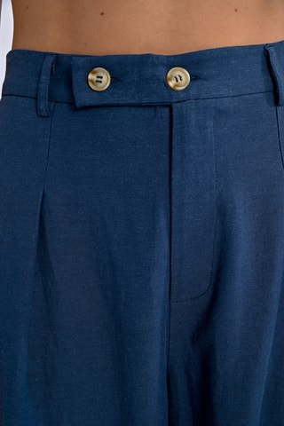 Pantalón de lino de tiro alto - Azul marino