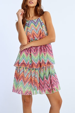Vestido avolantado - Celeste y rosa
