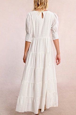 Vestido largo con bordado inglés - Crudo