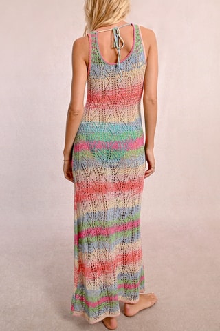 Vestido de playa - Beige y rosa