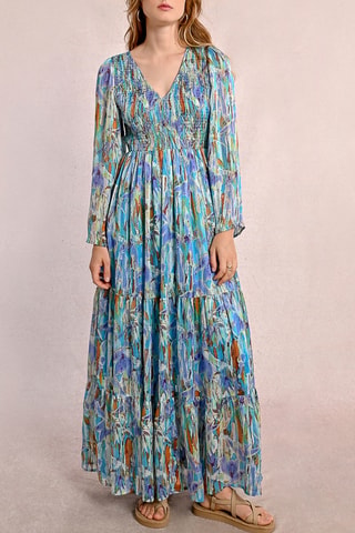 Vestido largo - Turquesa y violeta