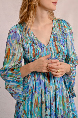 Vestido largo - Turquesa y violeta