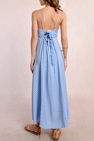 Vestido largo - Azul claro y blanco
