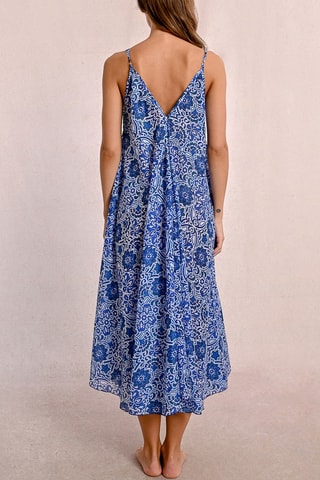 Vestido trapecio - Azul rey y blanco