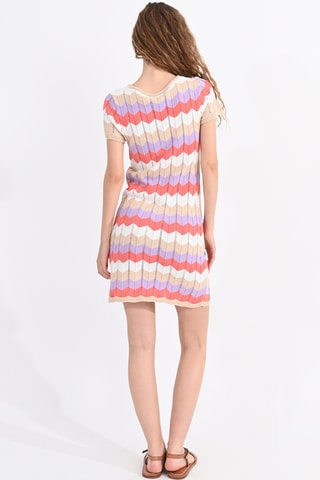 Vestido recto - Crudo y beige