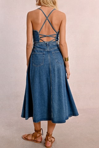 Vestido evasé vaquero - Azul oscuro