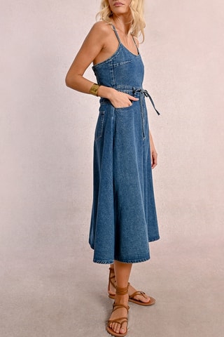 Vestido evasé vaquero - Azul oscuro