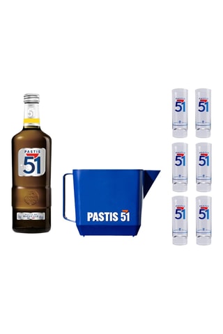 Pastis 51 - 1,5 l, 6 verres allongés Ricard et Pichet Pastis 51