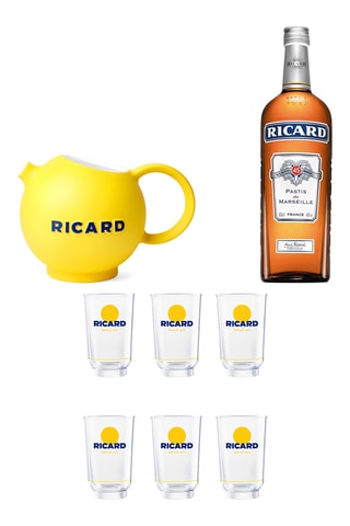Broc en céramique, Ricard Pastis de Marseille 1 l et 6 verres Lehanneur Ricard