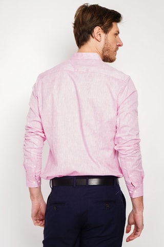Camisa slim fit de lino - Rosa