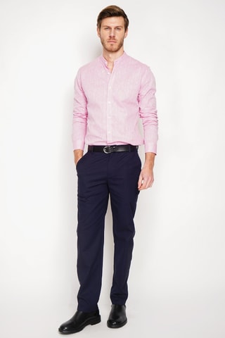 Camisa slim fit de lino - Rosa