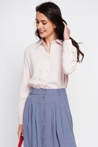 Camisa regular fit de lino - Rosa