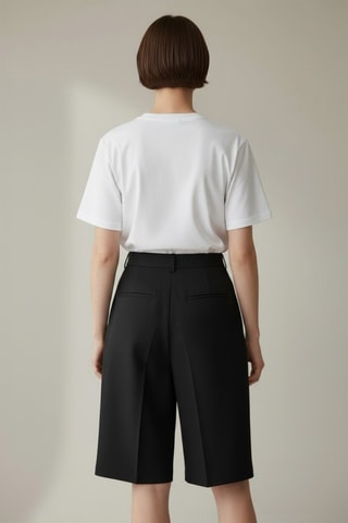 Bermudas de lino de tiro alto - Negro