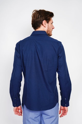 Camisa slim fit de lino - Azul