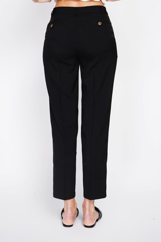 Pantalón recto 7/8 de lino de tiro alto - Negro