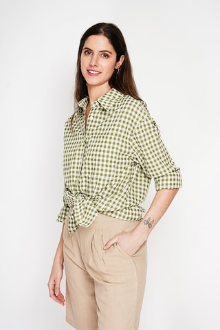 Camisa oversize de lino - Caqui