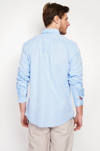 Camisa regular fit de lino - Azul