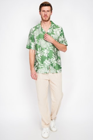 Camisa de lino - Verde y blanco
