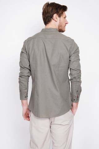 Camisa slim fit de lino - Caqui