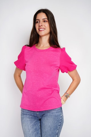 Camiseta de lino - Fucsia
