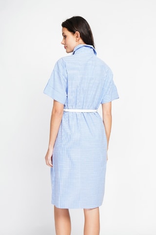 Vestido camisero de lino - Azul