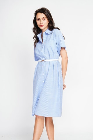 Vestido camisero de lino - Azul