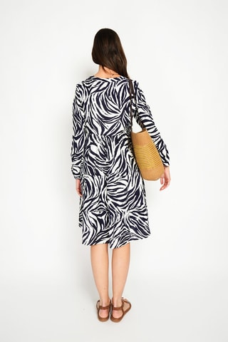 Vestido midi en lino - Azul y blanco
