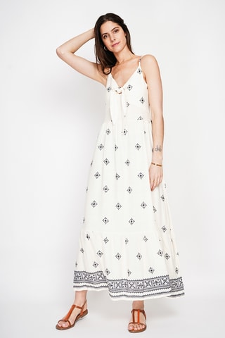 Vestido largo de lino - Blanco