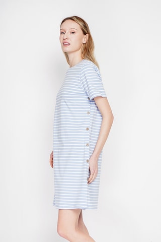 Vestido recto de lino - Azul