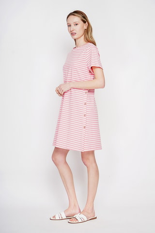 Vestido recto de lino - Rosa