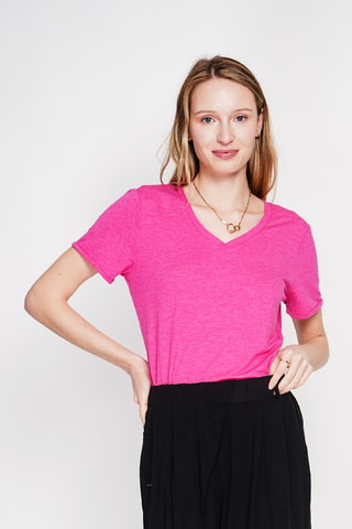 Camiseta de lino - Fucsia
