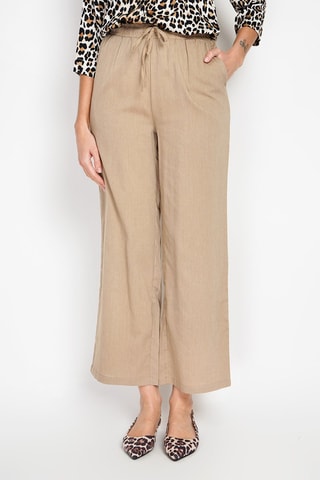 Pantalón 7/8 de lino de tiro alto - Marrón
