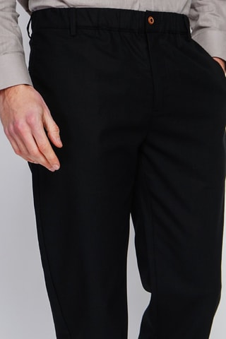 Pantalón recto de lino - Negro