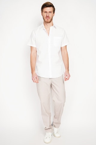 Camisa regular fit de lino - Blanco