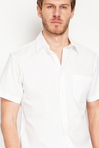 Camisa regular fit de lino - Blanco