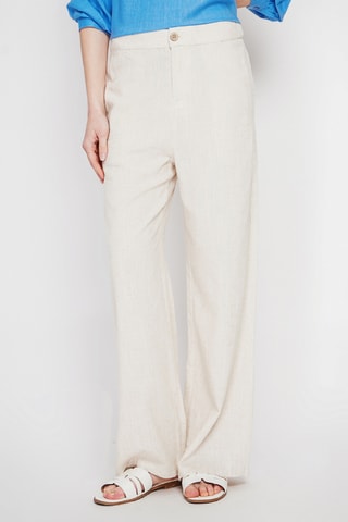 Pantalón ancho de lino - Beige