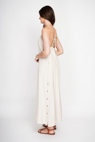 Vestido largo de lino - Beige