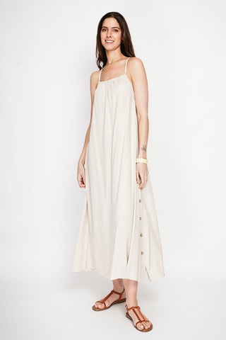 Vestido largo de lino - Beige